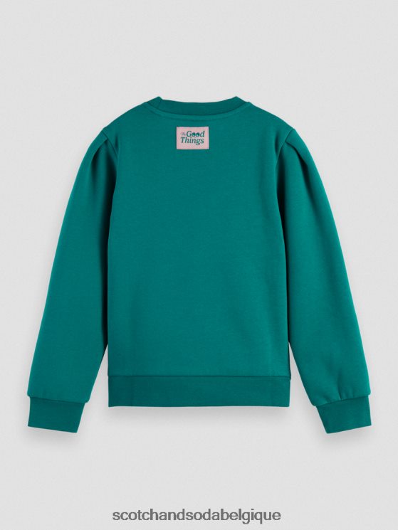 vêtements Scotch & Soda sweat-shirt à manches plissées- Scotch and Soda Namur paon 6BZRBF751