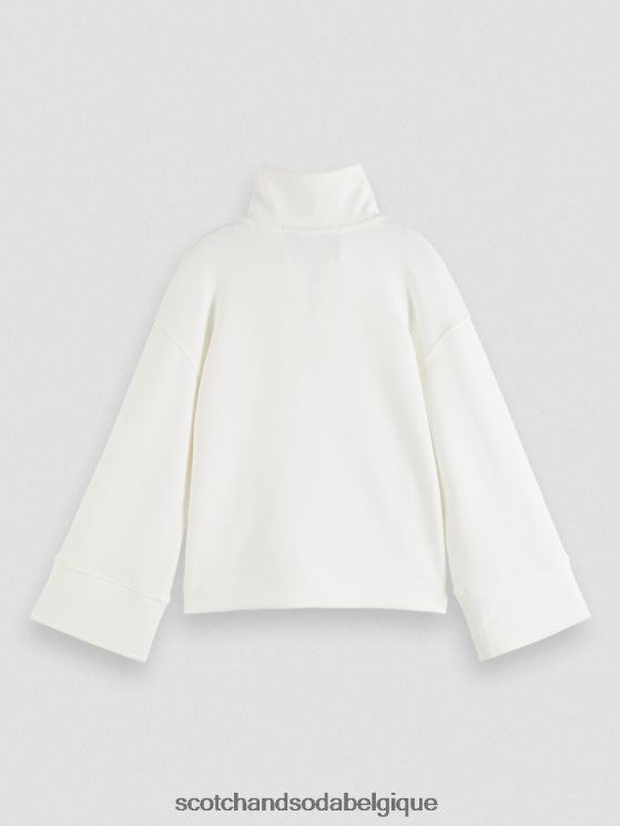 vêtements Scotch & Soda sweat-shirt à manches trompette et demi-zip- Scotch and Soda outlet glace à la vanille 6BZRBF757