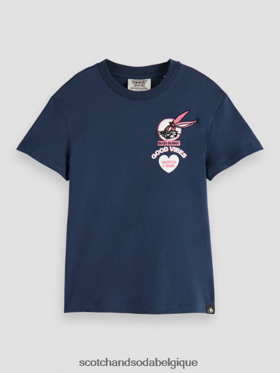 vêtements Scotch & Soda Looney Tunes - T-shirt coupe skate en coton biologique avec motif artistique- Scotch and Soda Liﾨﾨge nuit 6BZRBF789