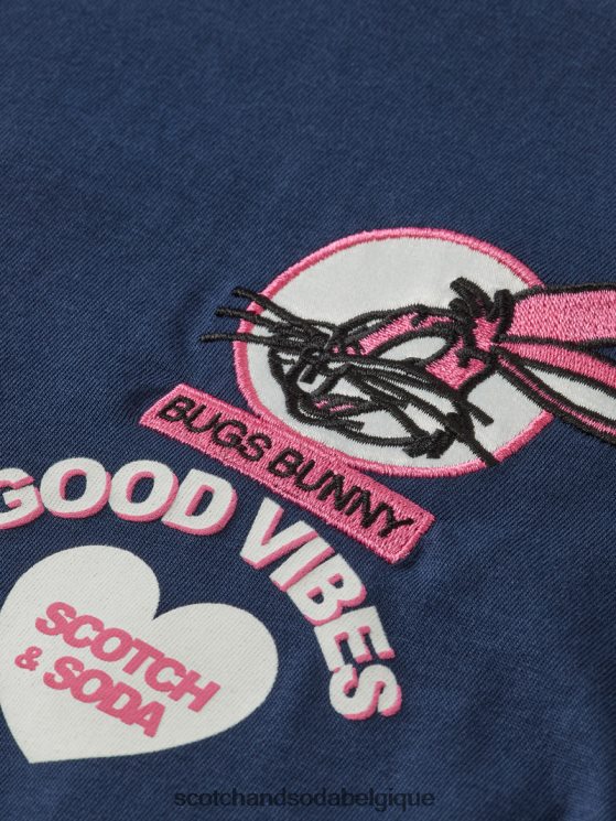 vêtements Scotch & Soda Looney Tunes - T-shirt coupe skate en coton biologique avec motif artistique- Scotch and Soda Liﾨﾨge nuit 6BZRBF789