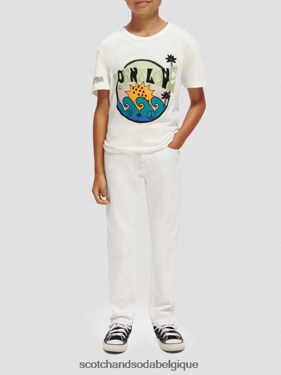 vêtements Scotch & Soda né pour aimer les œuvres d\'art t-shirt- Scotch and Soda Namur blanc cassé 6BZRBF742