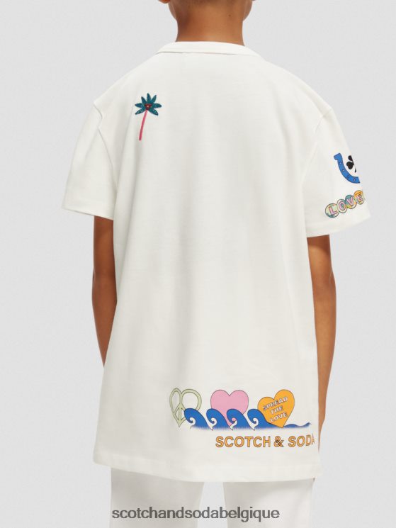 vêtements Scotch & Soda né pour aimer les œuvres d\'art t-shirt- Scotch and Soda Namur blanc cassé 6BZRBF742