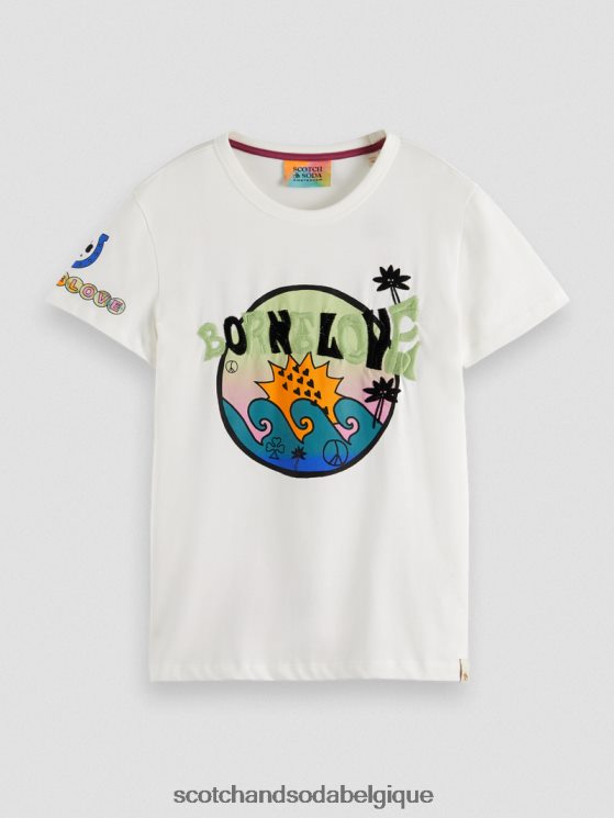 vêtements Scotch & Soda né pour aimer les œuvres d\'art t-shirt- Scotch and Soda Namur blanc cassé 6BZRBF742