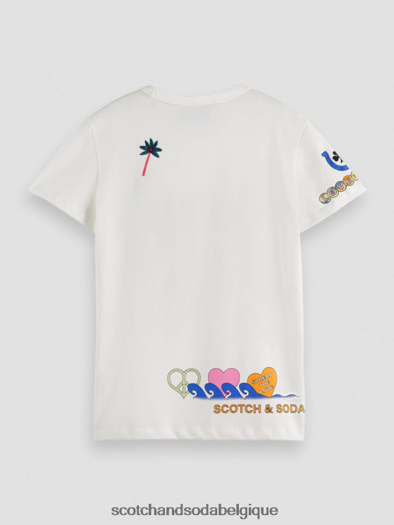 vêtements Scotch & Soda né pour aimer les œuvres d\'art t-shirt- Scotch and Soda Namur blanc cassé 6BZRBF742