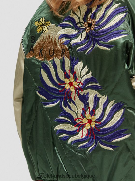 vêtements Scotch & Soda blouson aviateur en satin brodé- Scotch and Soda shop online militaire 6BZRBF791