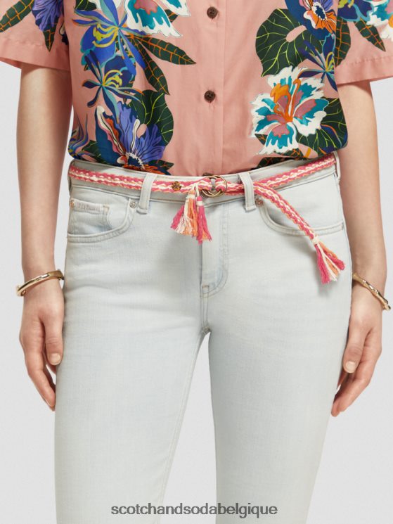 accessoires Scotch & Soda ceinture tressée en coton biologique- Scotch and Soda Belgique rose punch multi 6BZRBF281