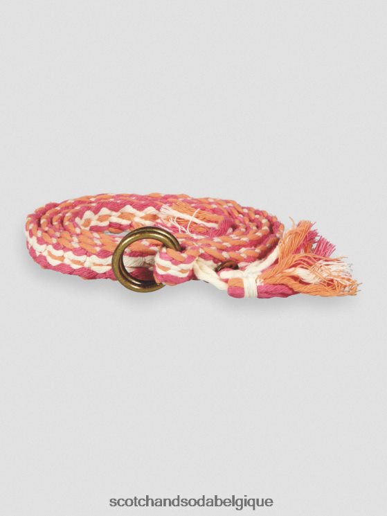 accessoires Scotch & Soda ceinture tressée en coton biologique- Scotch and Soda Belgique rose punch multi 6BZRBF281