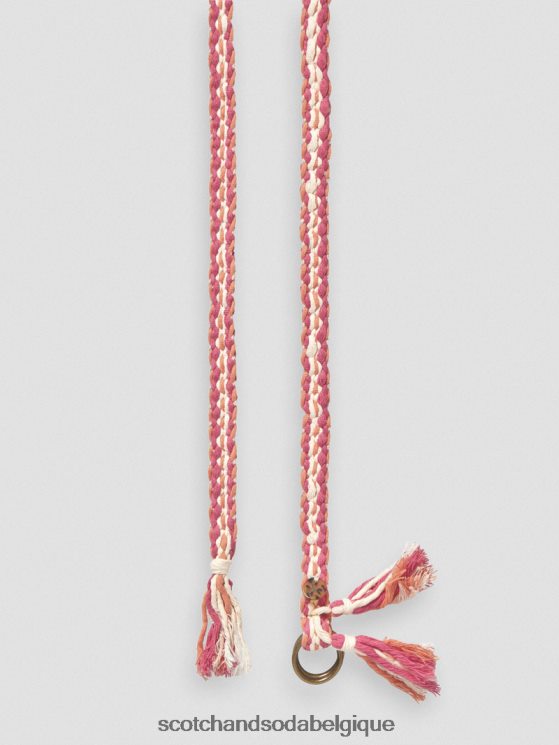 accessoires Scotch & Soda ceinture tressée en coton biologique- Scotch and Soda Belgique rose punch multi 6BZRBF281