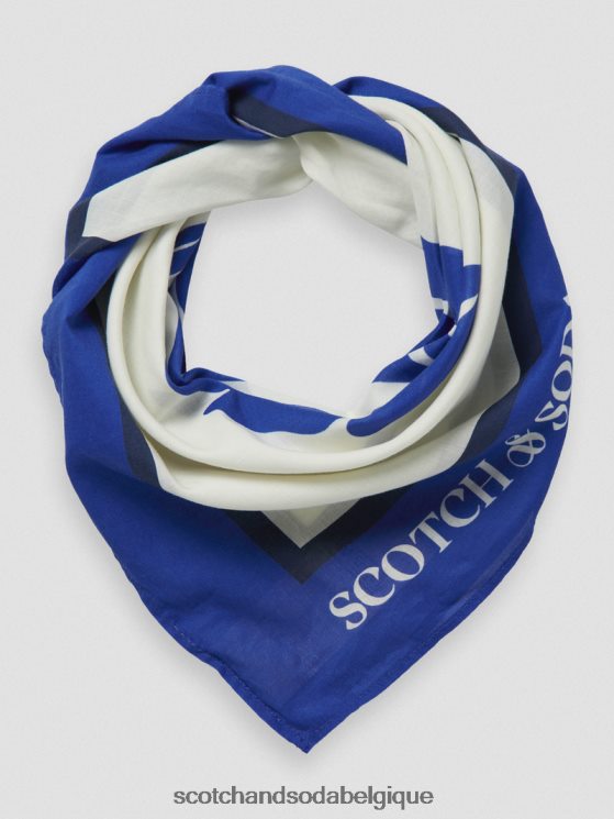 accessoires Scotch & Soda écharpe imprimée en coton biologique- Scotch and Soda Liﾨﾨge vanille blanche 6BZRBF276