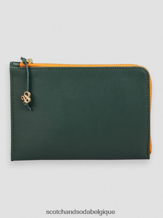 accessoires Scotch & Soda portefeuille de voyage en cuir- Scotch and Soda Belgique vert bouteille 6BZRBF272