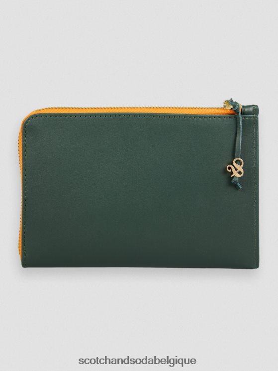 accessoires Scotch & Soda portefeuille de voyage en cuir- Scotch and Soda Belgique vert bouteille 6BZRBF272