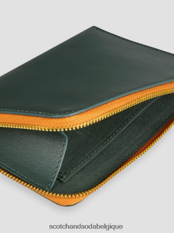 accessoires Scotch & Soda portefeuille de voyage en cuir- Scotch and Soda Belgique vert bouteille 6BZRBF272