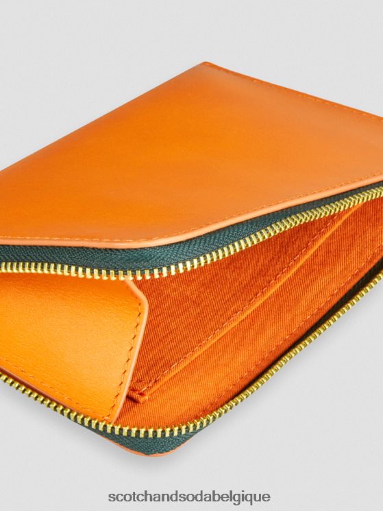 accessoires Scotch & Soda portefeuille de voyage en cuir- Scotch and Soda Bruxelles coucher de soleil orange 6BZRBF273
