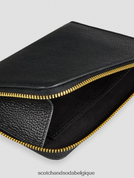 accessoires Scotch & Soda portefeuille de voyage en cuir- Scotch and Soda Namur noir 6BZRBF274