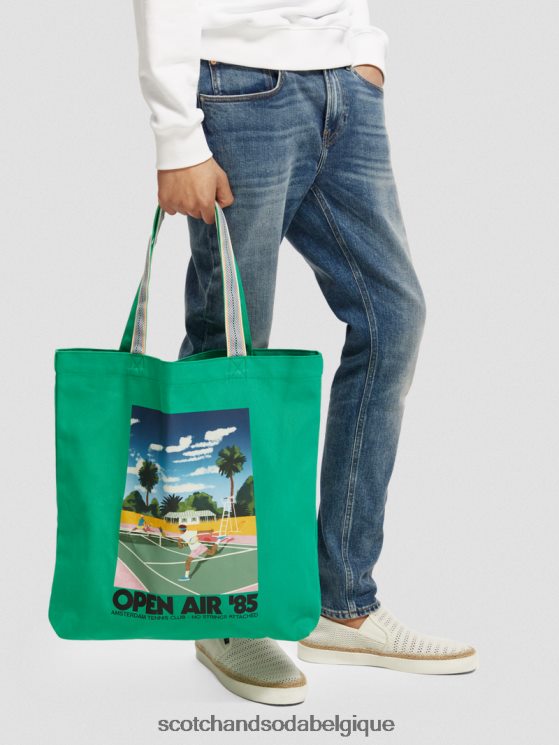 accessoires Scotch & Soda sac fourre-tout en toile à motif artistique- Scotch and Soda Liﾨﾨge vert amazonien 6BZRBF267