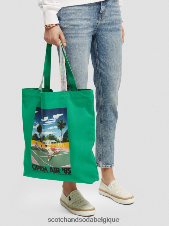 accessoires Scotch & Soda sac fourre-tout en toile à motif artistique- Scotch and Soda Liﾨﾨge vert amazonien 6BZRBF267