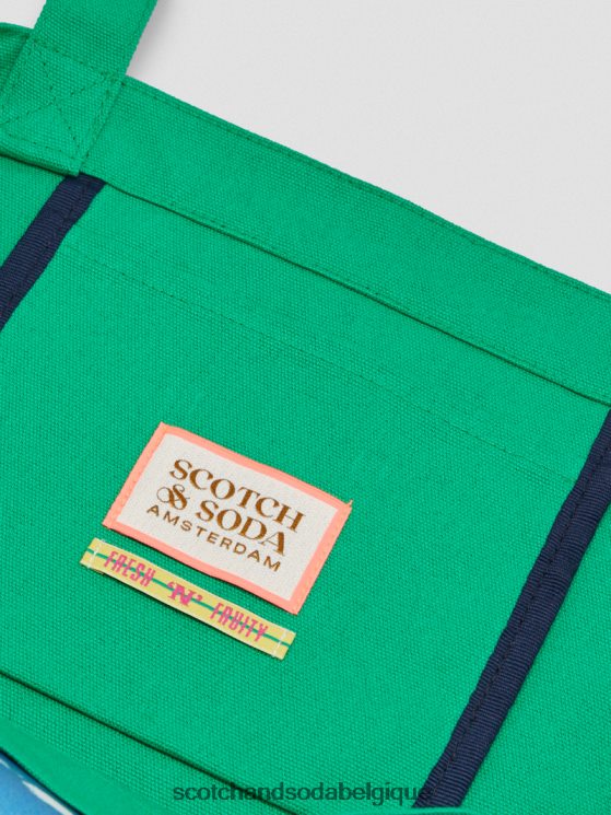 accessoires Scotch & Soda sac fourre-tout en toile à motif artistique- Scotch and Soda Liﾨﾨge vert amazonien 6BZRBF267