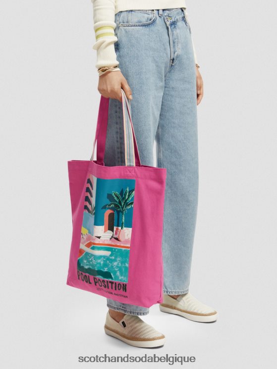 accessoires Scotch & Soda sac fourre-tout en toile à motif artistique- Scotch and Soda femme cerise 6BZRBF266