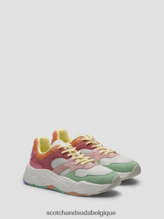 chaussure Scotch & Soda baskets en daim céleste- Scotch and Soda parfum rose multicolore 6BZRBF259