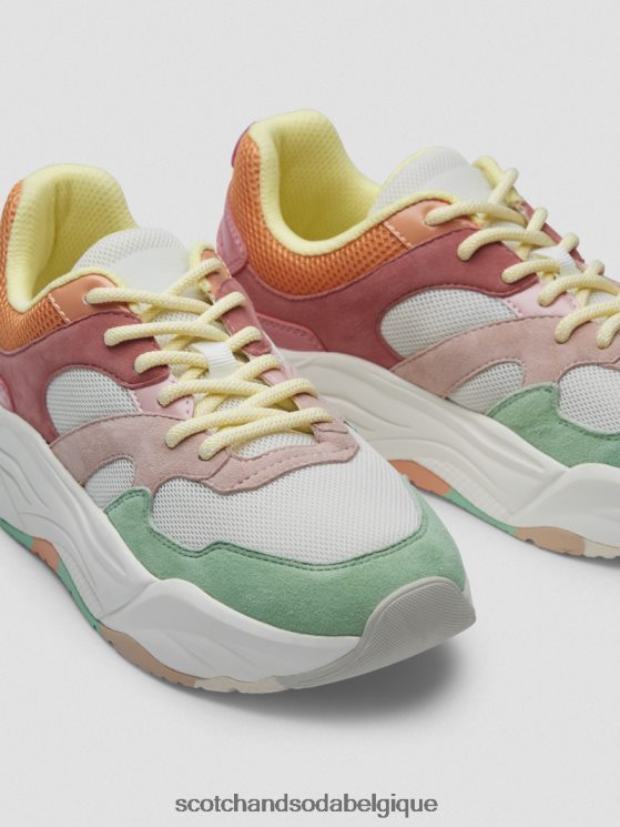 chaussure Scotch & Soda baskets en daim céleste- Scotch and Soda parfum rose multicolore 6BZRBF259