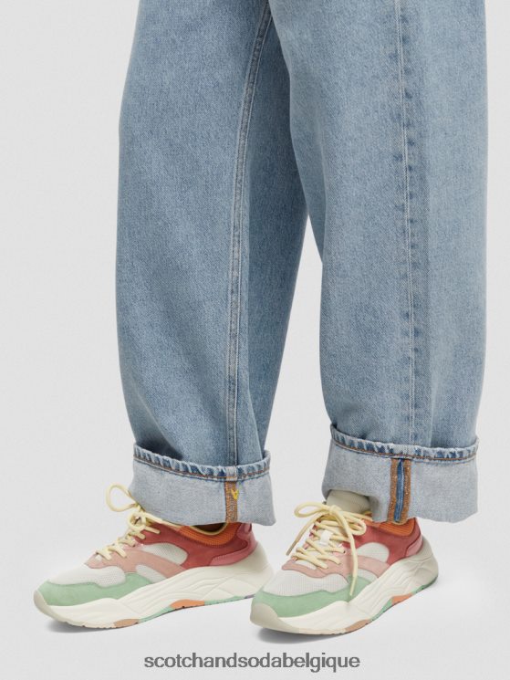 chaussure Scotch & Soda baskets en daim céleste- Scotch and Soda parfum rose multicolore 6BZRBF259