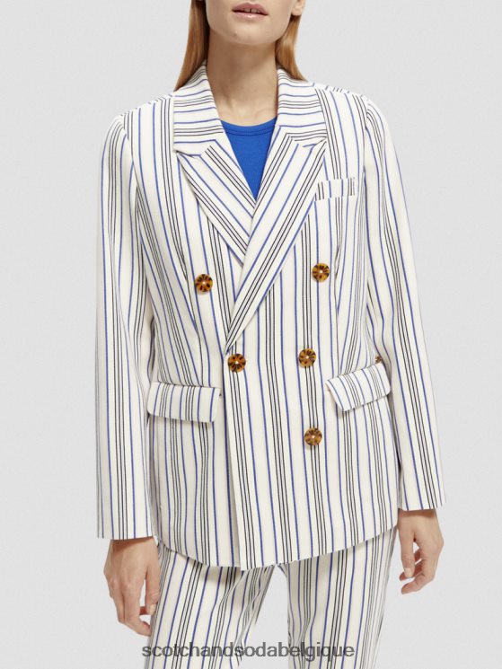 vêtements Scotch & Soda blazer rayé à double boutonnage- Scotch and Soda outlet rayures bleues et roses 6BZRBF172