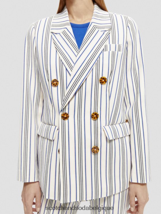 vêtements Scotch & Soda blazer rayé à double boutonnage- Scotch and Soda outlet rayures bleues et roses 6BZRBF172