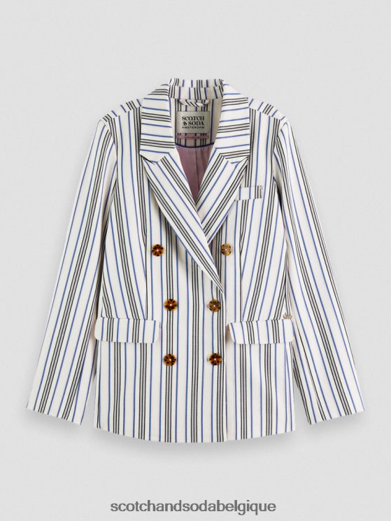 vêtements Scotch & Soda blazer rayé à double boutonnage- Scotch and Soda outlet rayures bleues et roses 6BZRBF172