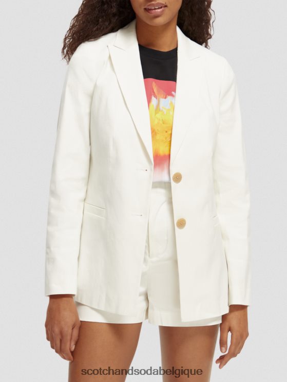 vêtements Scotch & Soda blazer à simple boutonnage- Scotch and Soda outlet blanc cassé 6BZRBF181