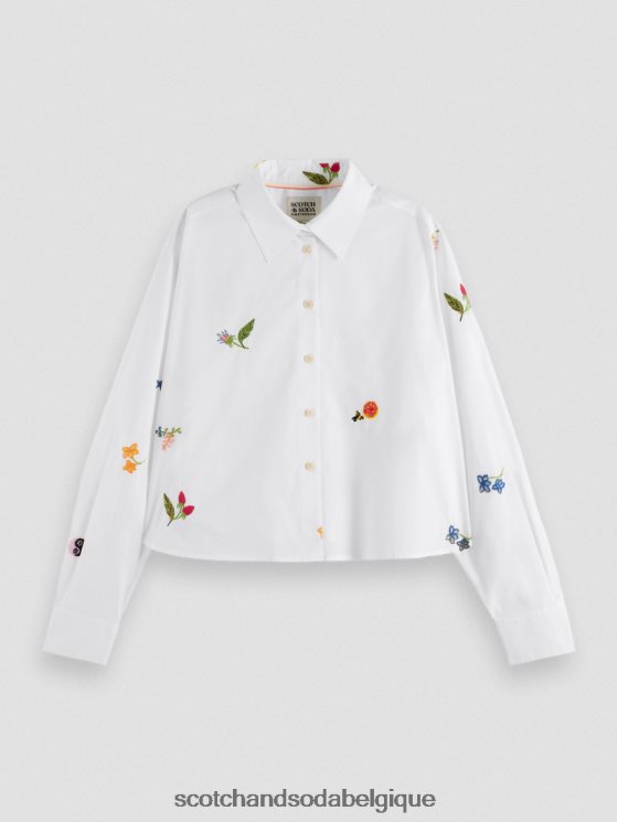 vêtements Scotch & Soda chemise coupe boxy en coton biologique brodé- Scotch and Soda femme blanc 6BZRBF41