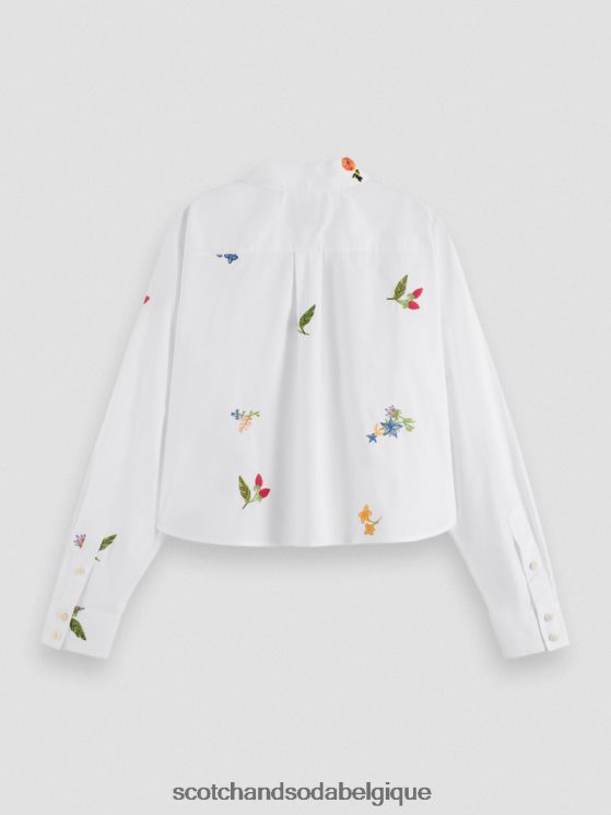 vêtements Scotch & Soda chemise coupe boxy en coton biologique brodé- Scotch and Soda femme blanc 6BZRBF41