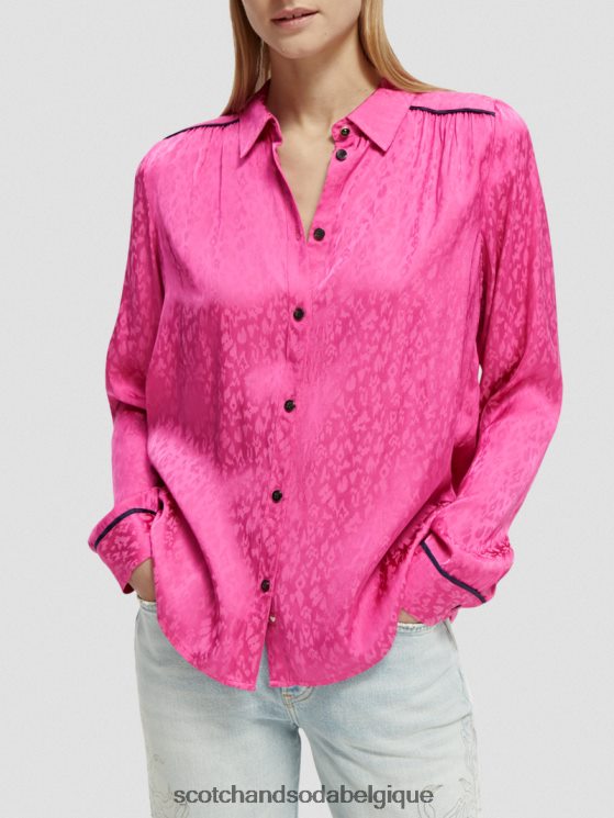 vêtements Scotch & Soda chemise coupe slim passepoilée- Scotch and Soda shop near me fuchsia 6BZRBF54