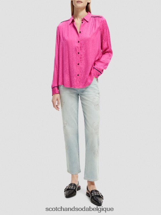 vêtements Scotch & Soda chemise coupe slim passepoilée- Scotch and Soda shop near me fuchsia 6BZRBF54