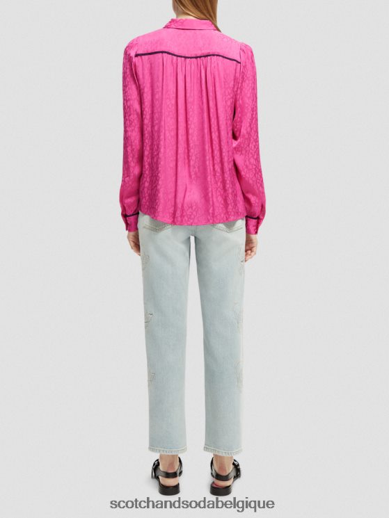 vêtements Scotch & Soda chemise coupe slim passepoilée- Scotch and Soda shop near me fuchsia 6BZRBF54