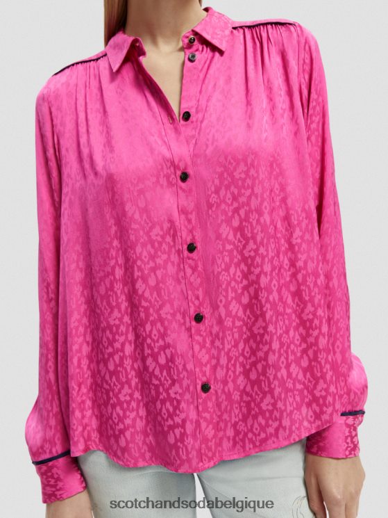 vêtements Scotch & Soda chemise coupe slim passepoilée- Scotch and Soda shop near me fuchsia 6BZRBF54