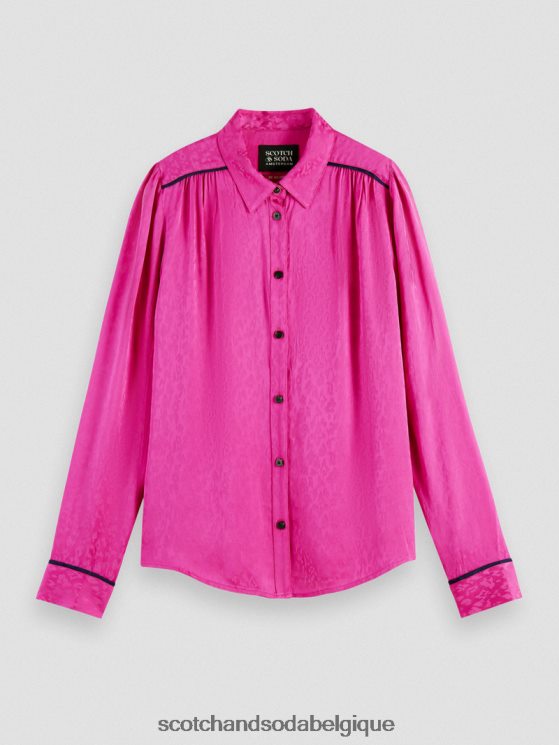 vêtements Scotch & Soda chemise coupe slim passepoilée- Scotch and Soda shop near me fuchsia 6BZRBF54