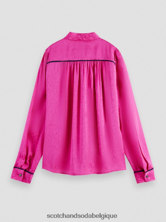 vêtements Scotch & Soda chemise coupe slim passepoilée- Scotch and Soda shop near me fuchsia 6BZRBF54