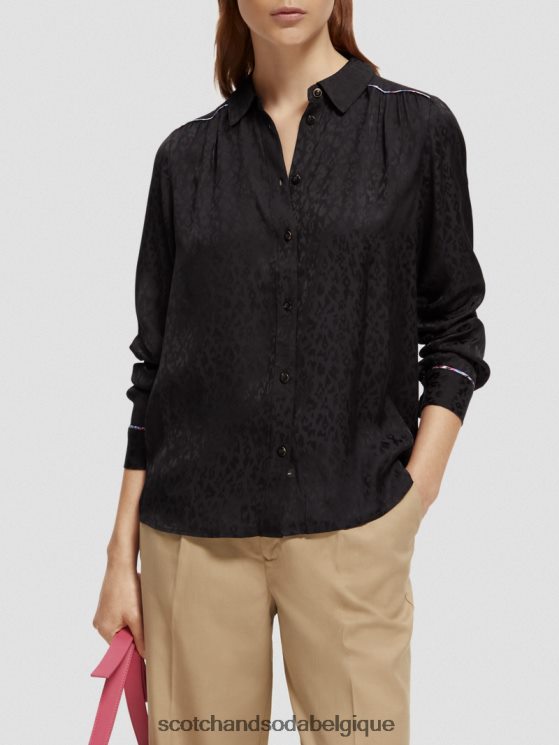 vêtements Scotch & Soda chemise coupe slim passepoilée- Scotch and Soda shop online noir 6BZRBF53
