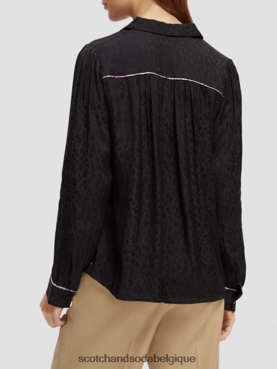 vêtements Scotch & Soda chemise coupe slim passepoilée- Scotch and Soda shop online noir 6BZRBF53