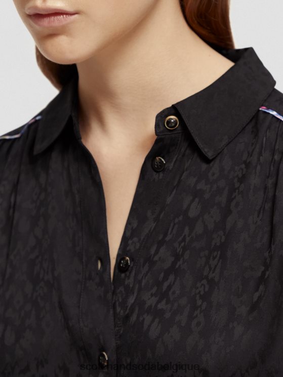 vêtements Scotch & Soda chemise coupe slim passepoilée- Scotch and Soda shop online noir 6BZRBF53