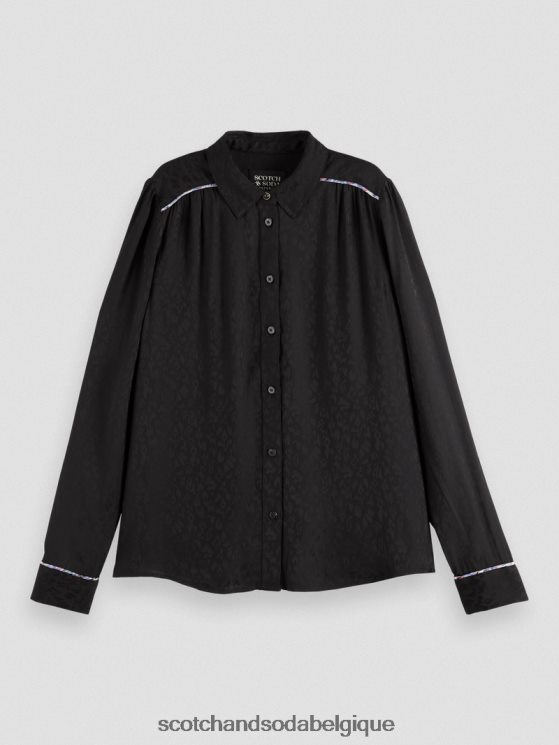 vêtements Scotch & Soda chemise coupe slim passepoilée- Scotch and Soda shop online noir 6BZRBF53