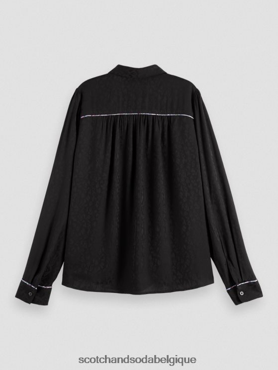 vêtements Scotch & Soda chemise coupe slim passepoilée- Scotch and Soda shop online noir 6BZRBF53