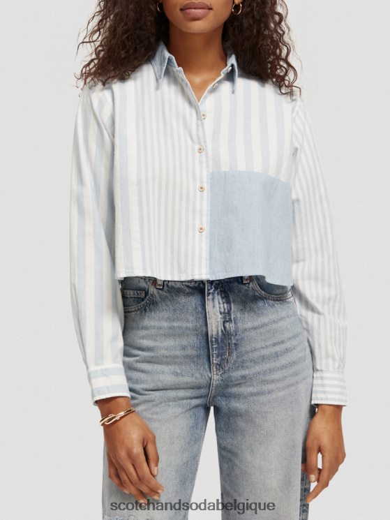 vêtements Scotch & Soda chemise courte coupe carrée- Scotch and Soda shop online bleu de mer 6BZRBF44