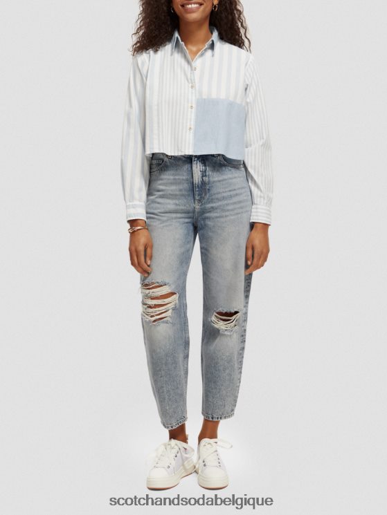 vêtements Scotch & Soda chemise courte coupe carrée- Scotch and Soda shop online bleu de mer 6BZRBF44