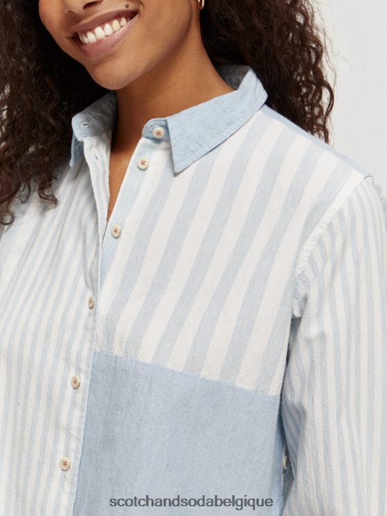 vêtements Scotch & Soda chemise courte coupe carrée- Scotch and Soda shop online bleu de mer 6BZRBF44
