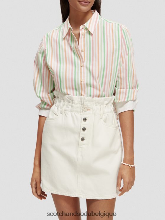 vêtements Scotch & Soda chemise courte en coton biologique coupe boxy- Scotch and Soda outlet multi-rayures 6BZRBF46