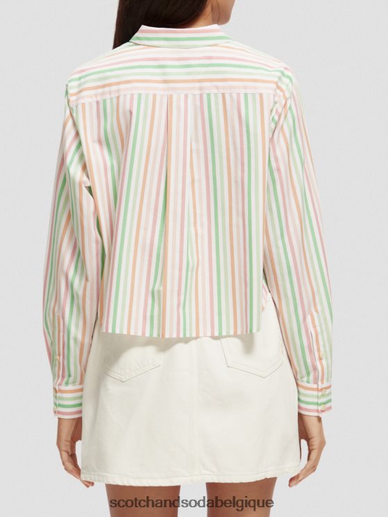 vêtements Scotch & Soda chemise courte en coton biologique coupe boxy- Scotch and Soda outlet multi-rayures 6BZRBF46