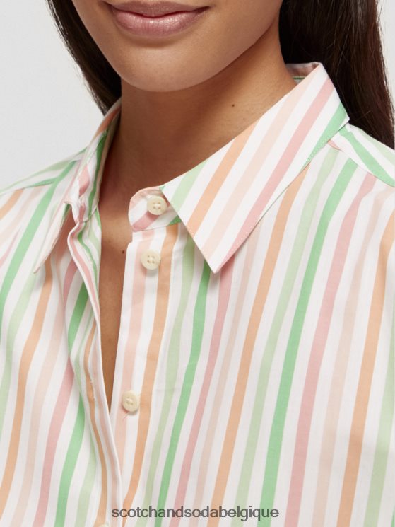 vêtements Scotch & Soda chemise courte en coton biologique coupe boxy- Scotch and Soda outlet multi-rayures 6BZRBF46
