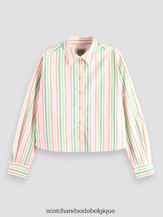 vêtements Scotch & Soda chemise courte en coton biologique coupe boxy- Scotch and Soda outlet multi-rayures 6BZRBF46