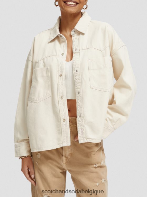 vêtements Scotch & Soda chemise en jean oversize western- Scotch and Soda Belgique écru délavé 6BZRBF56